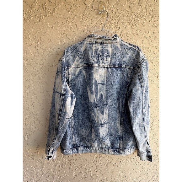Rolling Paper Vintage Large Distressed Acid Wash Denim Women’s Jean Jacket Boho - Picture 11 of 13